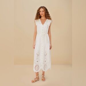 Farm Rio Off-White Sleeveless Maxi Dress